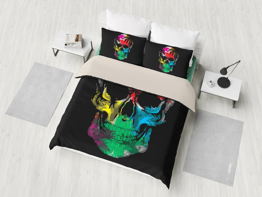 Colorful Tropical Skull Bedding Set