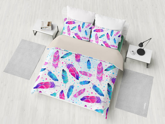 Pink Feathers Bedding Set