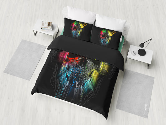 Colorful Metal Skull Bedding Set
