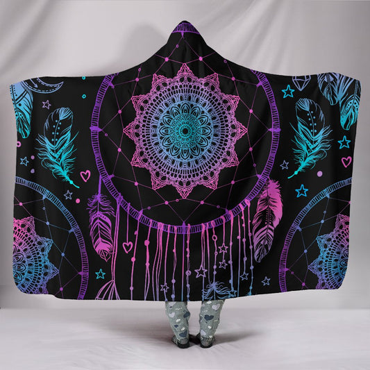 Pink & Purple Dream Catcher Hooded Blanket