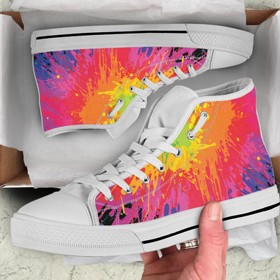 Colorful Paint Splatter Abstract Art High Top Shoes
