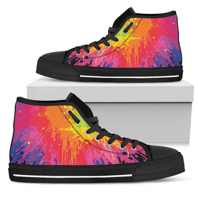 Colorful Paint Splatter Abstract Art High Top Shoes
