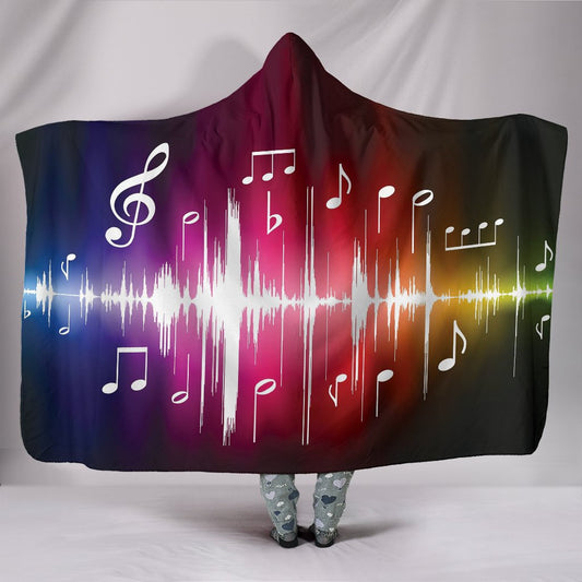 Colorful Musical Notes Hooded Blanket