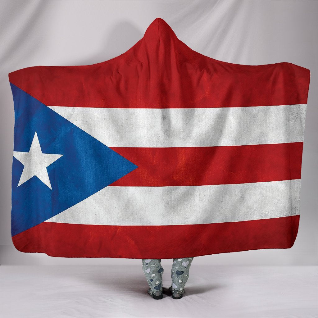 Puerto Rican Flag Hooded Blanket