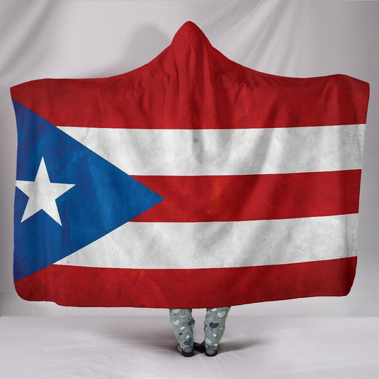 Puerto Rican Flag Hooded Blanket