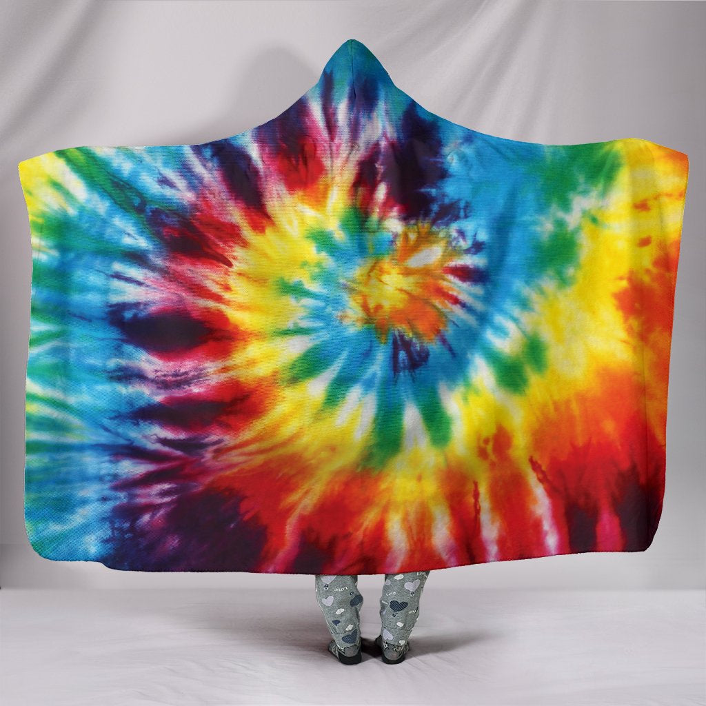 Colorful Tie Dye Abstract Art Hooded Blanket