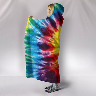 Colorful Tie Dye Abstract Art Hooded Blanket