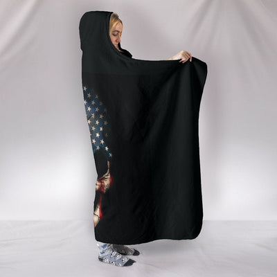 American Flag Skull Hooded Blanket