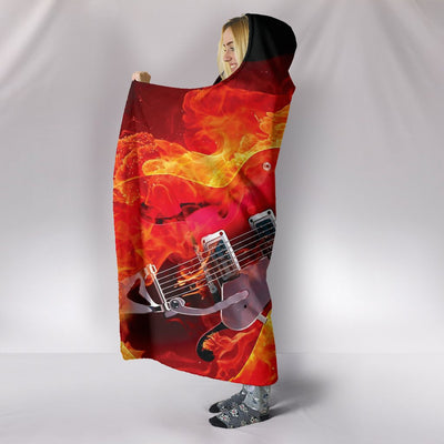 Flaming Guitar Hooded Blanket