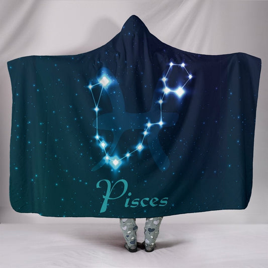 Pisces Zodiac Hooded Blanket