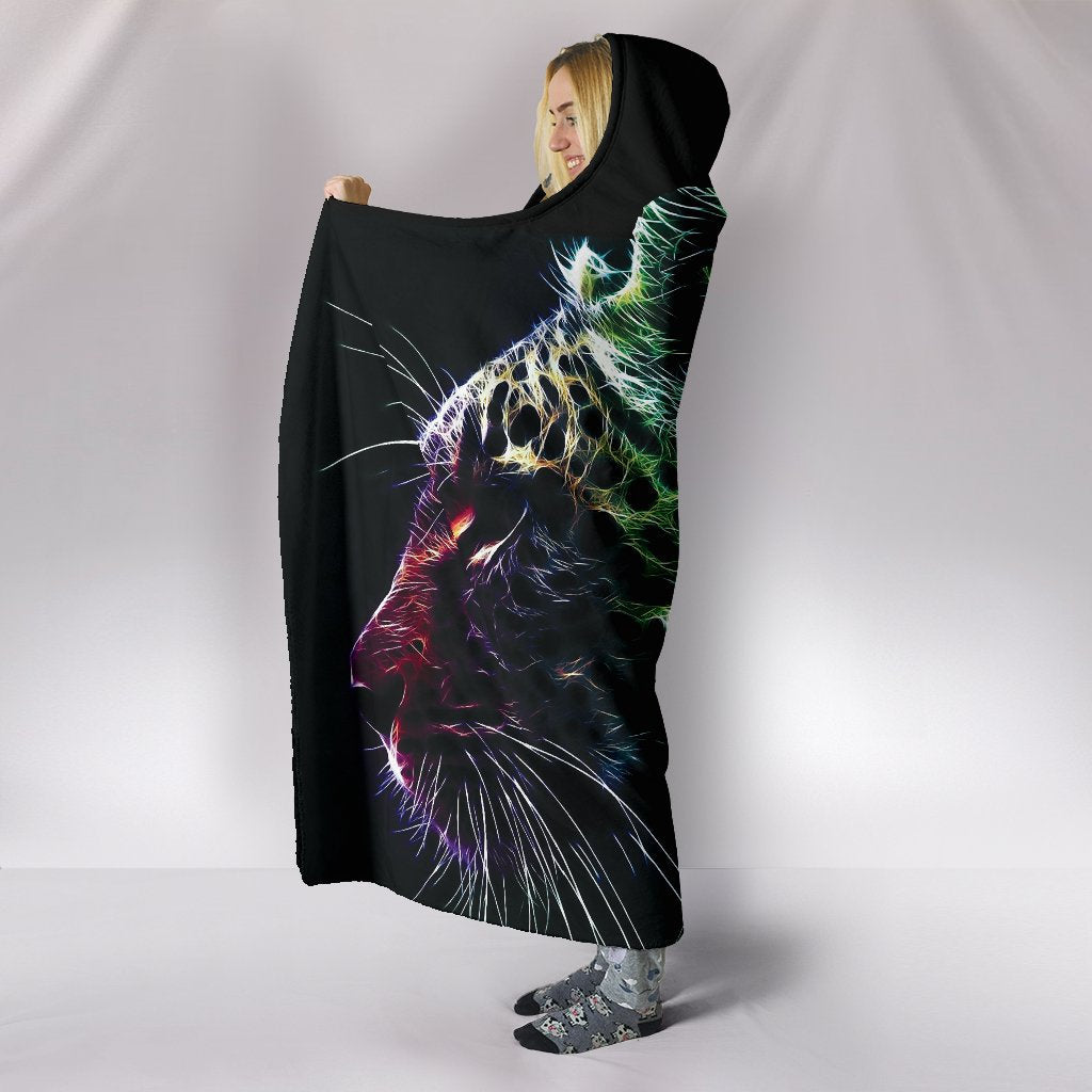 Colorful Neon Cheetah Hooded Blanket