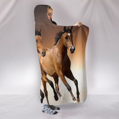 Running Horses Hooded Blanket