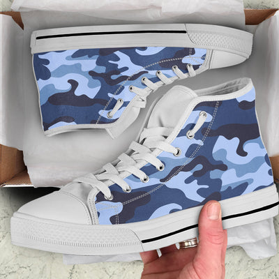 Blue Camouflage High Top Shoes