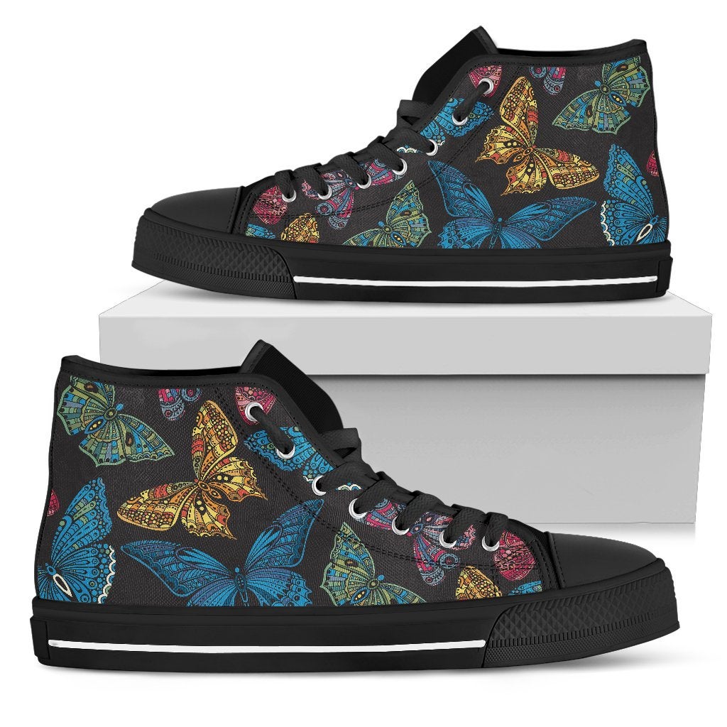 Colorful Butterflies High Top Shoes