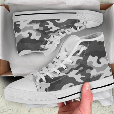 Grey Camouflage High Top Shoes