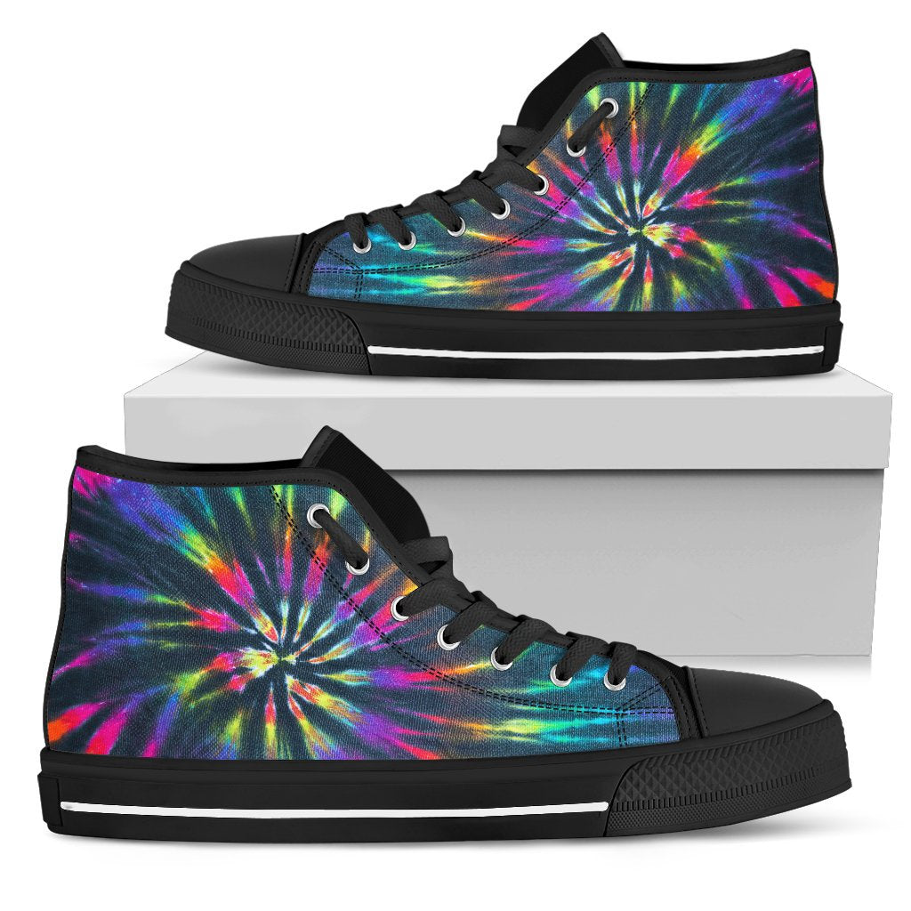 Neon Black Tie Dye High Top Shoes