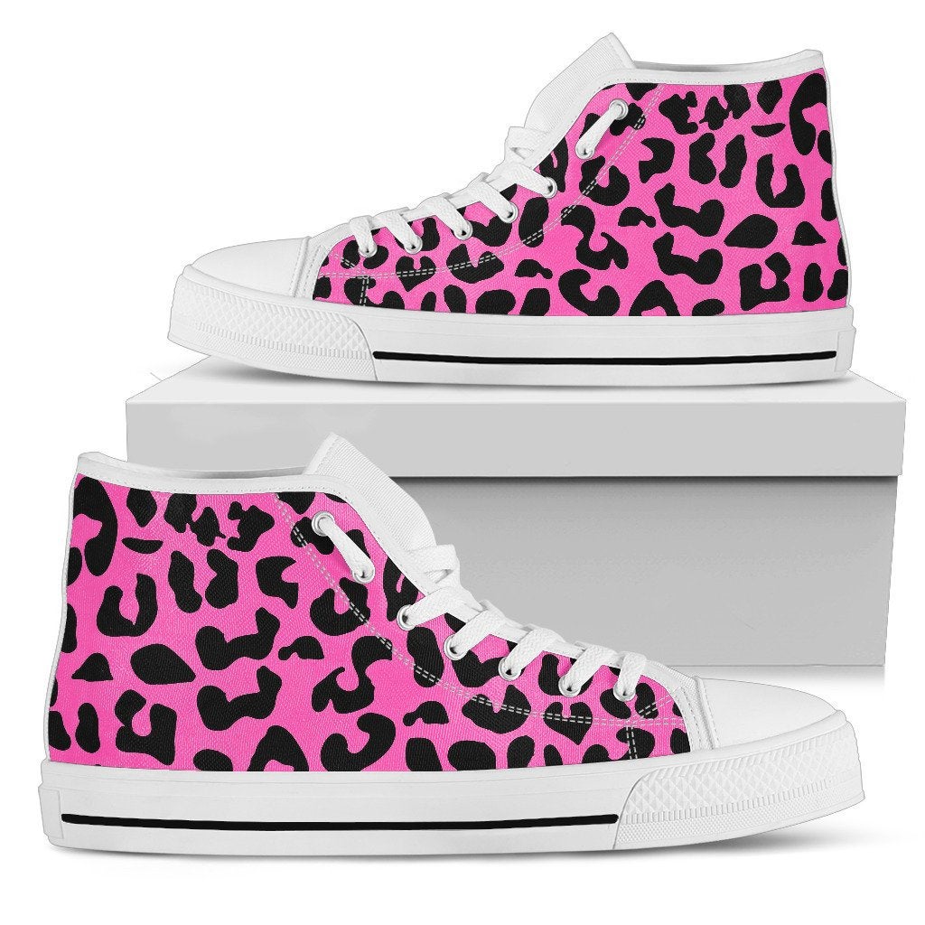 Pink Leopard Print High Top Shoes