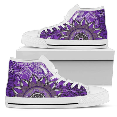 Purple Floral Mandalas High Top Shoes