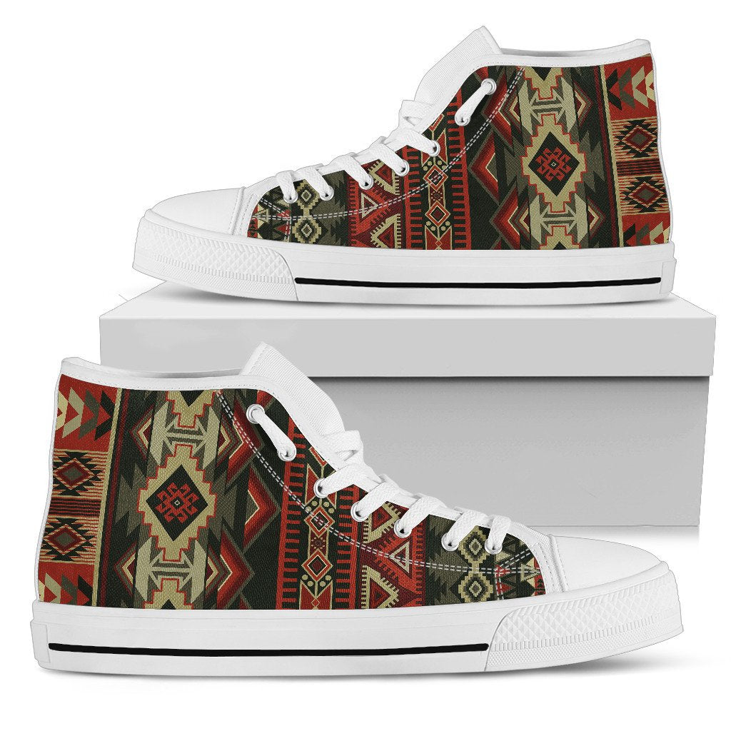 Red & Brown Boho Aztec High Top Shoes