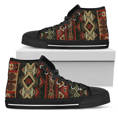Red & Brown Boho Aztec High Top Shoes
