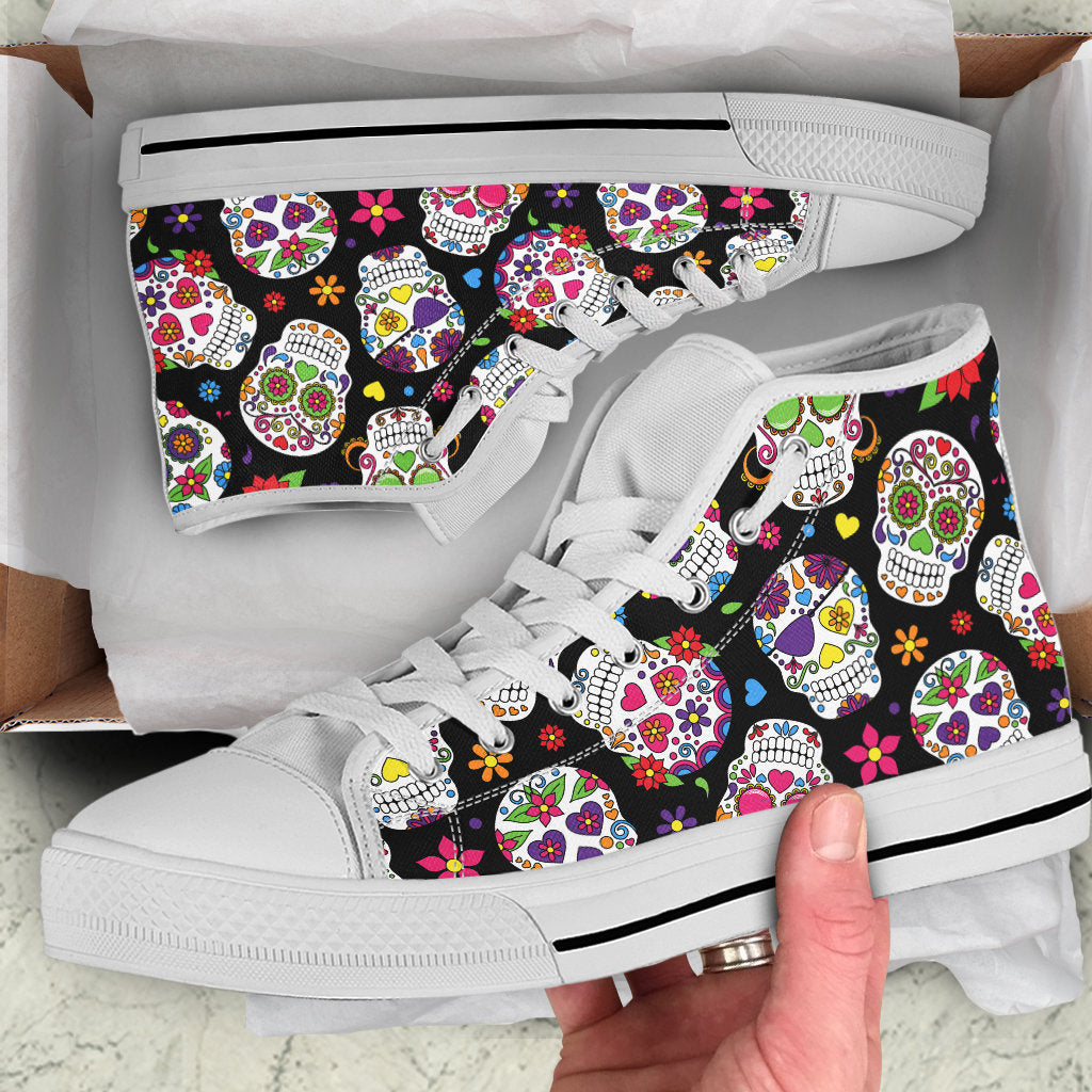 Colorful Sugar Skulls High Top Shoes