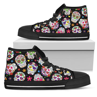 Colorful Sugar Skulls High Top Shoes