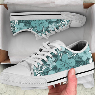 Light Green Teal Aloha Flowers Shoes