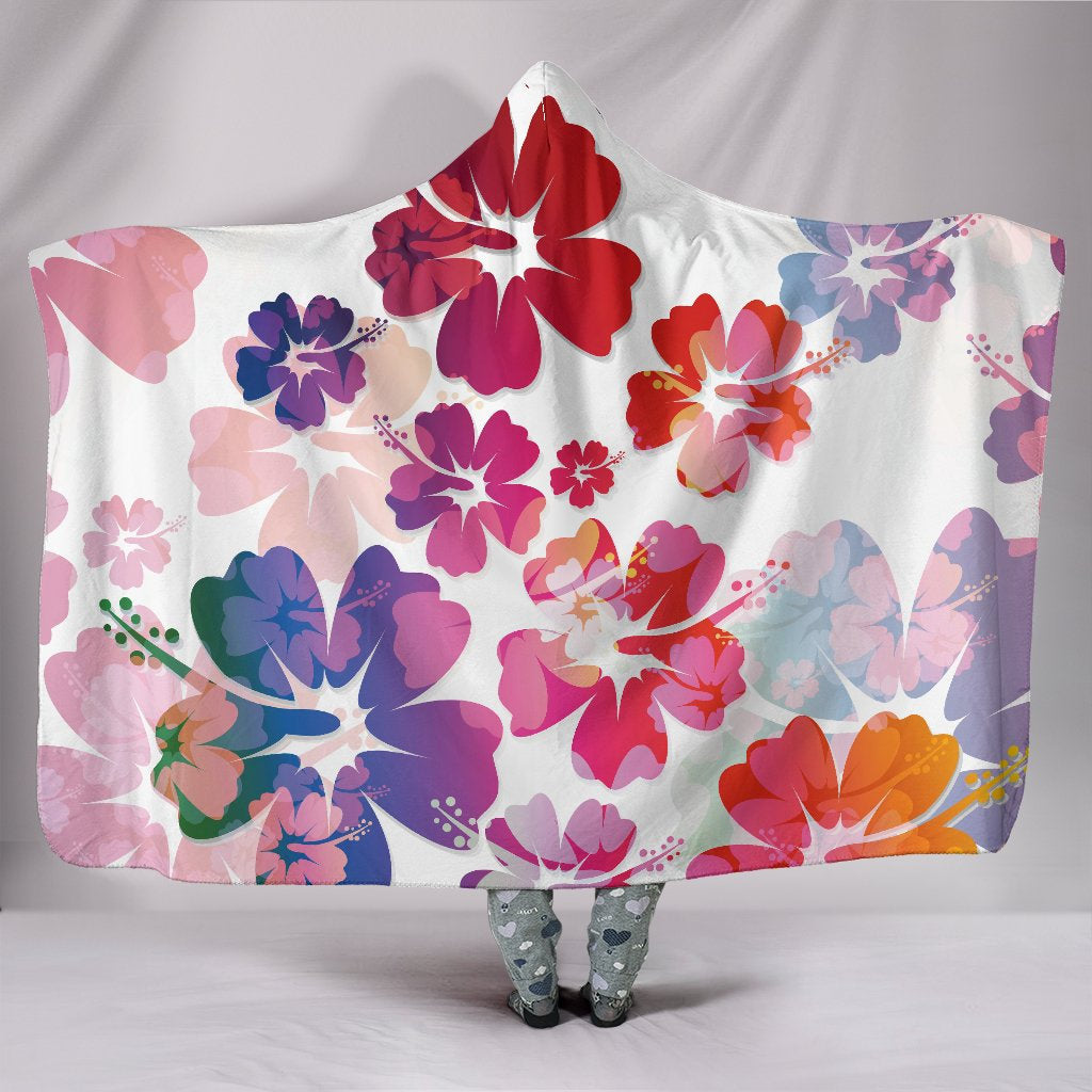 Colorful Aloha Flowers Hooded Blanket