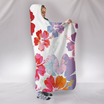 Colorful Aloha Flowers Hooded Blanket