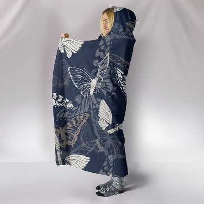 Abstract Butterflies Hooded Blanket