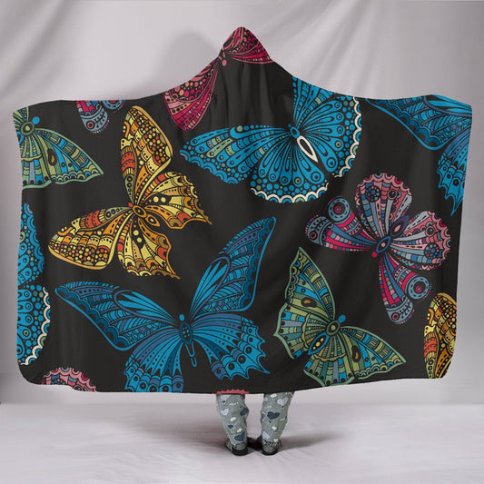 Colorful Butterflies Hooded Blanket