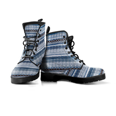 Blue & Grey Boho Stripes Womens Boots