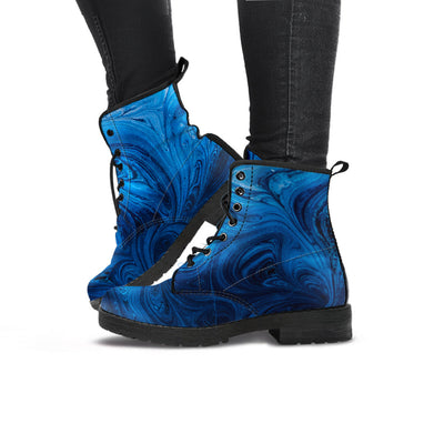 Blue Abstract Swirls Womens Boots