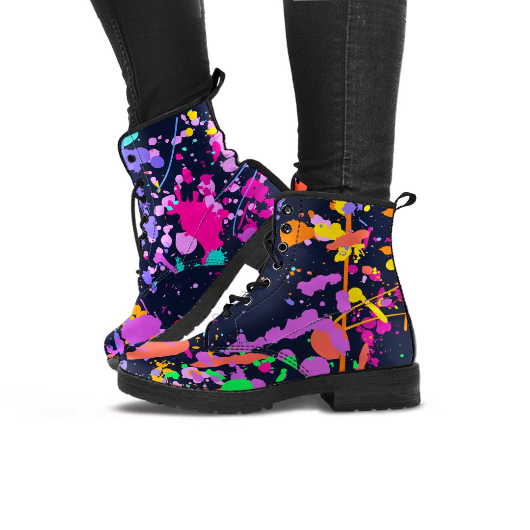 Colorful Paint Drip Abstract Art Womens Boots
