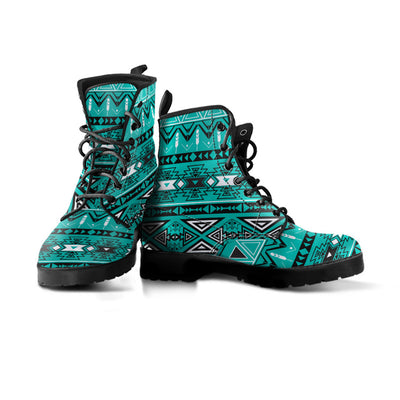 Light Green Teal Boho Aztec Womens Boots