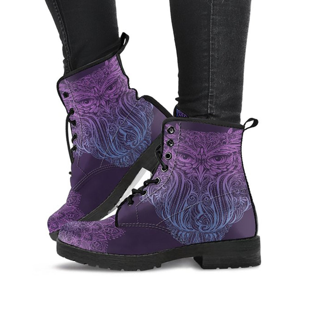 Purple Owl Mandala Womens Boots