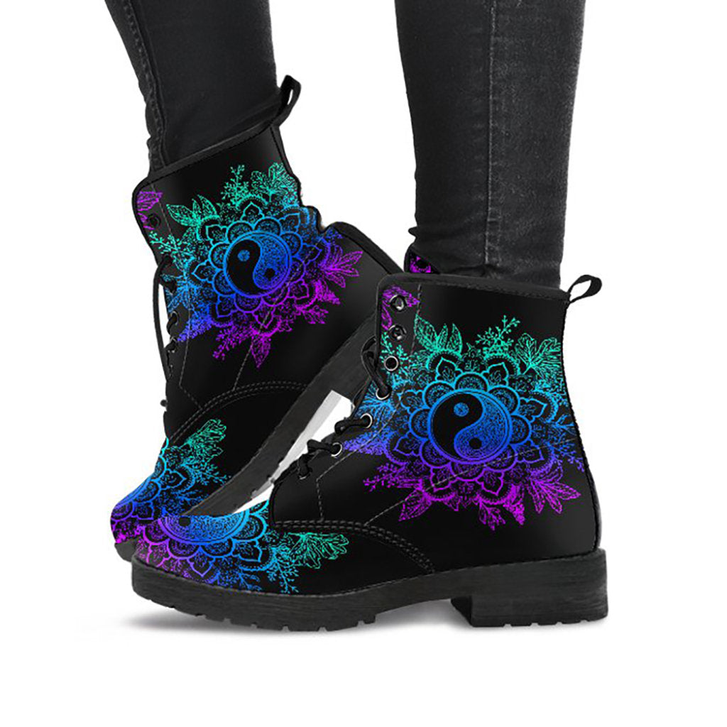 Purple Yin Yang Mandala Womens Boots