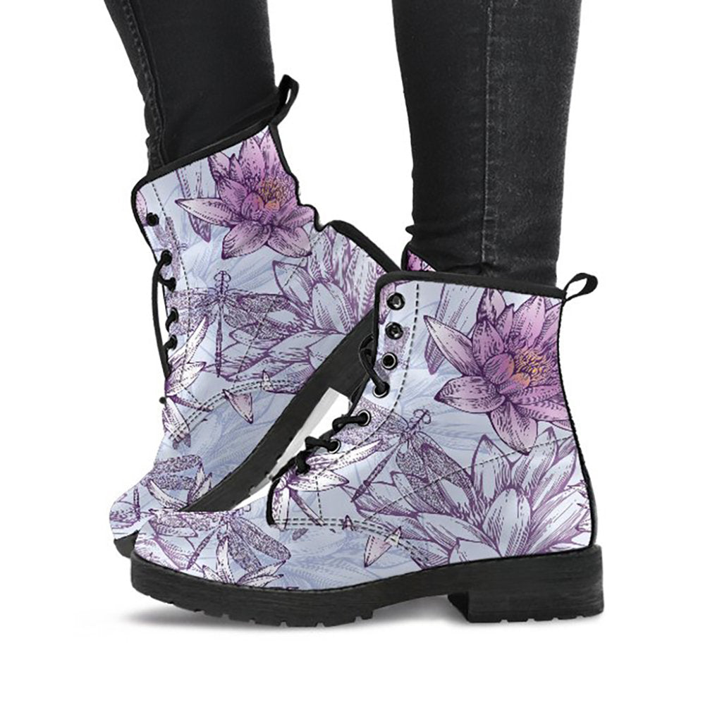 Pink Dragonfly Lotus Womens Boots
