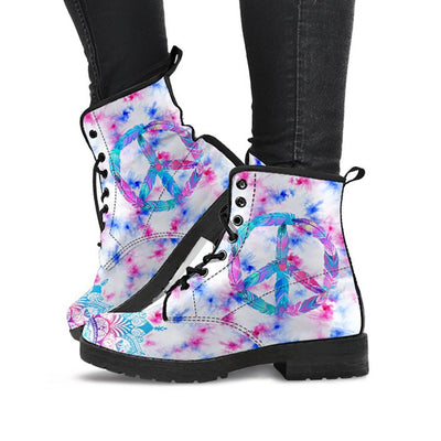 Pink Abstract Peace Sign Womens Boots
