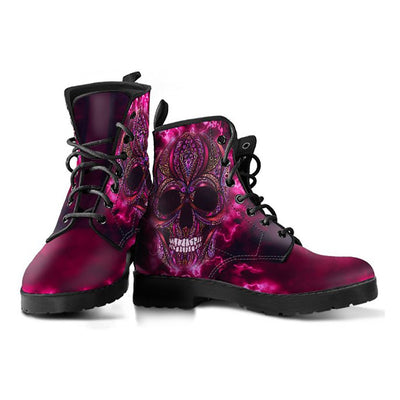 Pink Purple Skull Womens Boots