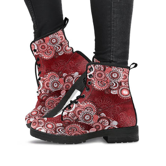 Red Mandalas Decor Womens Boots