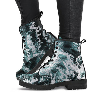 Black & White Abstract Ocean Womens Boots