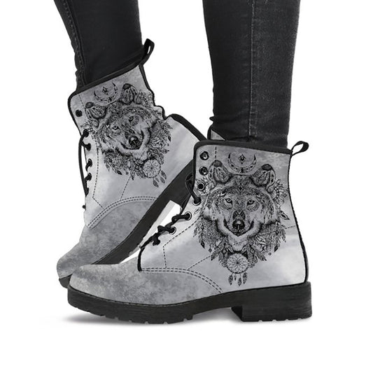 Grey Boho Wolf Womens Boots