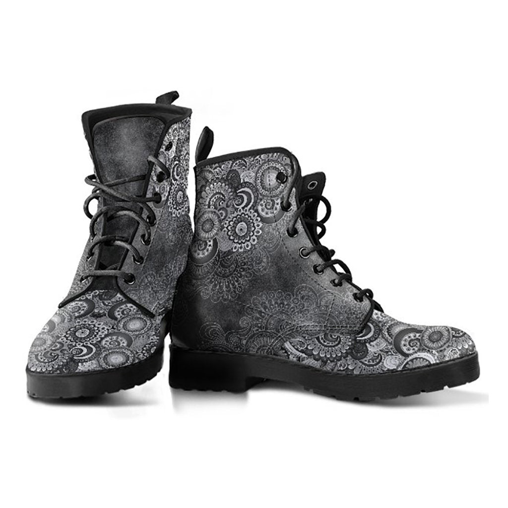 Grey Paisley Mandalas Womens Boots