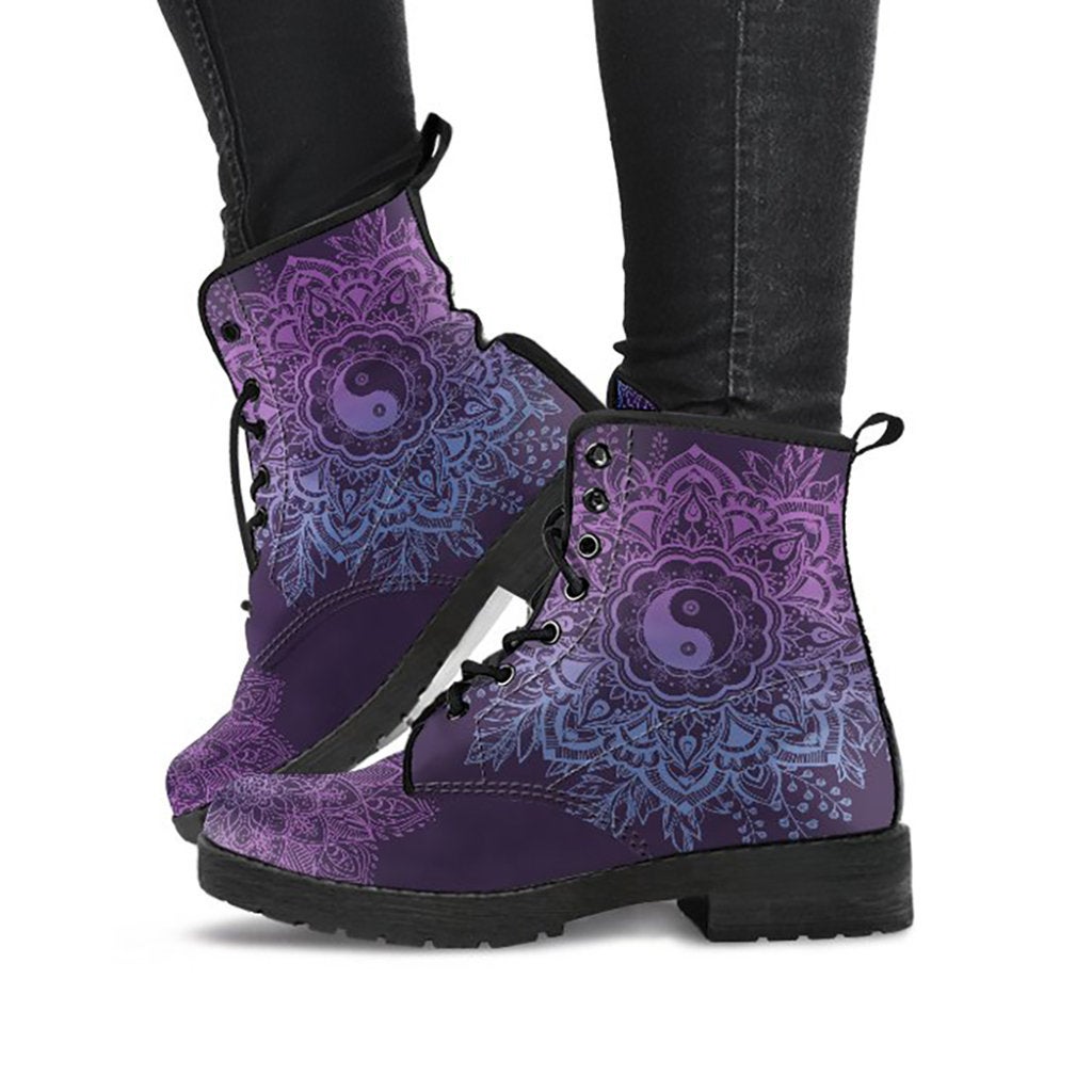 Purple Yin Yang Mandala Womens Boots