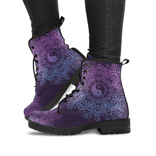 Purple Yin Yang Mandala Womens Boots