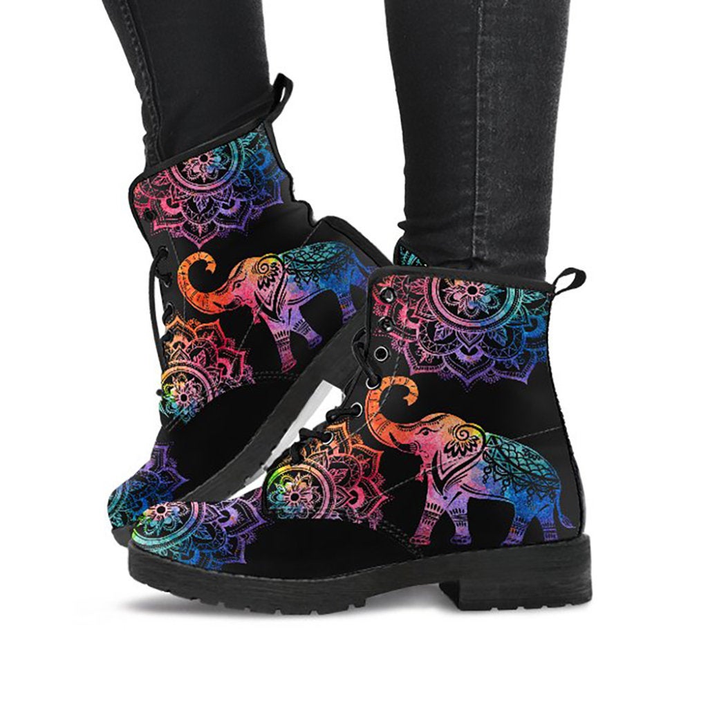 Colorful Elephant Mandalas Womens Boots