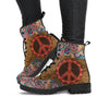 Brown Funky Peace Sign Mandalas Decor Womens Boots