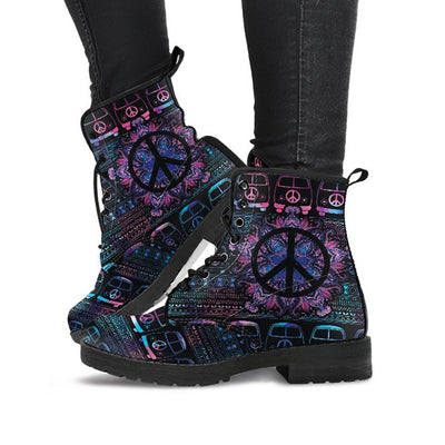 Peace Sign Hippie Van Womens Boots