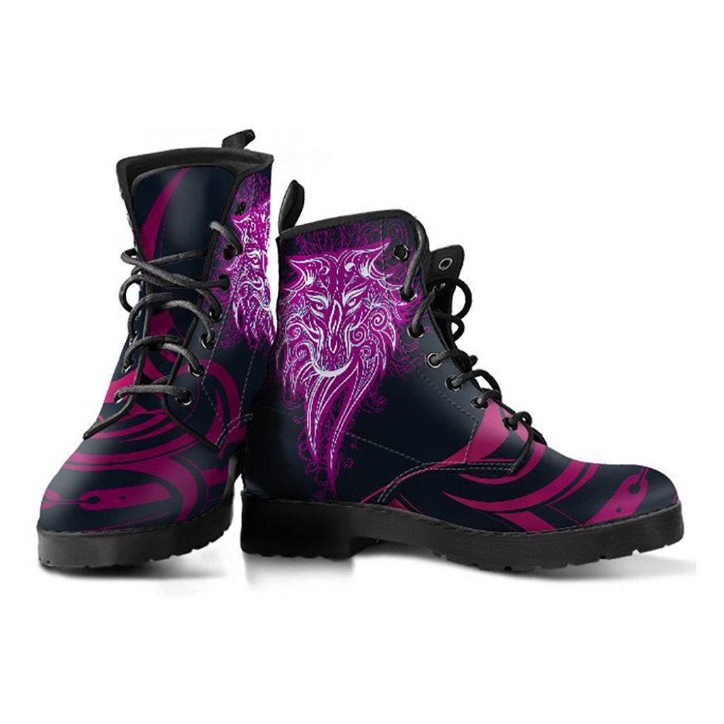 Purple Tribal Wolf Womens Boots